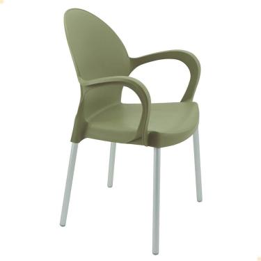 Imagem de Cadeira Tramontina Grace Empilhável Verde Oliva em Polipropileno Pés Alumínio 92068/927