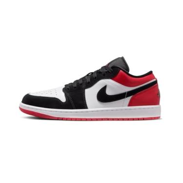 Imagem de NIKE Tênis masculino Air Jordan 1 Low Black Toe, Branco, preto, vermelho universitário, 41