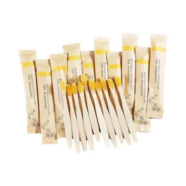 Imagem de Escova De Dentes Infantil De Bambu Com Cerdas Macias, Pacote Com 10, L