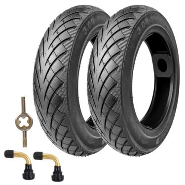 Imagem de MAKELEN Pneu de bicicleta 3.0-10 - Pneu a vácuo resistente a perfurações com haste de válvula e ferramenta de núcleo, excelente aderência para pavimento urbano (sem câmara (2 pneus e 2 válvulas), 3.0