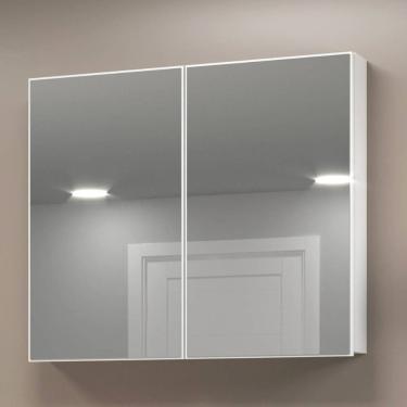 Imagem de Armário Para Banheiro Com Espelho 80cm Mdf Branco - On Móveis