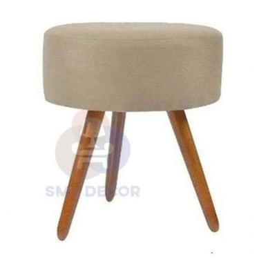 Imagem de Puff Redondo Descanso Para Os Pés Com Pézinho Palito Smf Decor bege