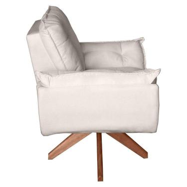 Imagem de Poltrona Cadeira Glamour Opala Com Base Giratória 30cm Em Madeira bege