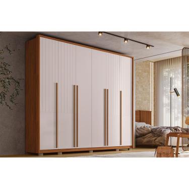 Imagem de Guarda Roupa 6 Portas e 6 Gavetas Quintus Freijo/Off White - Caemmun