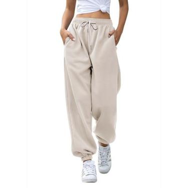 Imagem de Calça de moletom feminina Gvraslvet, bolsos, cintura alta, esportiva, 