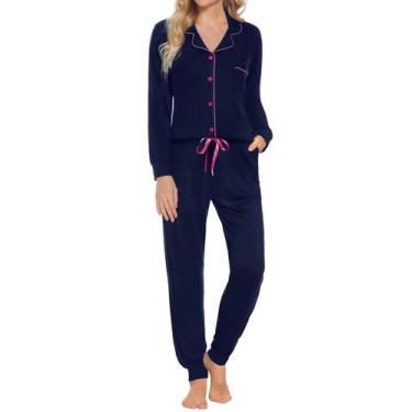 Imagem de Conjunto de pijamas SWOMOG, roupa de dormir feminina de manga comprida