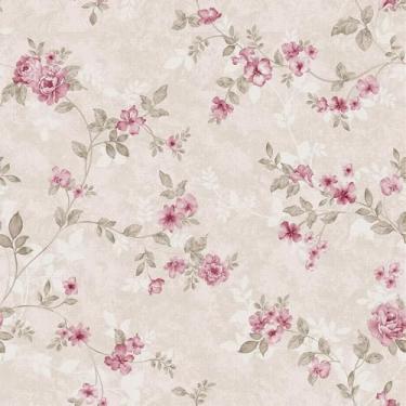 Imagem de VEELIKE Papel de parede floral para quarto de meninas 40 x 38 cm, papel de parede de contato floral removível autoadesivo para prateleiras de armários