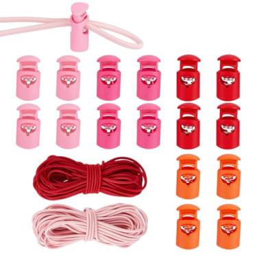 Imagem de PH PandaHall 40 cadeados de cordão de plástico vermelho com cordão elástico de 20 metros, 4 cores de mola de plástico para cordão de furo único fixador de rolha para bolsas cadarços roupas