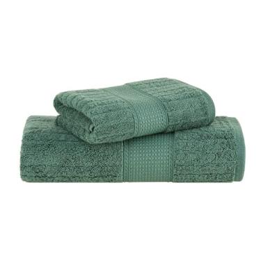 Imagem de Jogo de Toalhas Buddemeyer Fio Penteado Alva Banho Verde 2 Peças