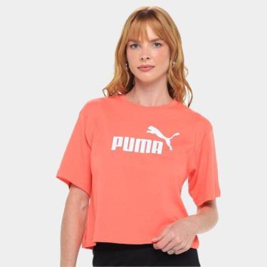 Imagem de Camiseta Cropped Puma N.1 Logo Relaxed Feminina, Coral, GG