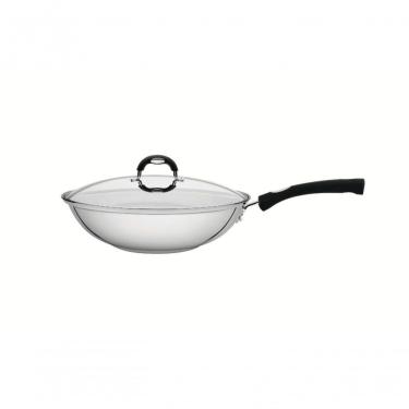 Imagem de Wok Tramontina Astro Silicone 28cm Em Inox Com Tampa De Vidro