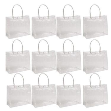 Imagem de Kit 12 Sacolas Transparente Alça Lembrancinha 19,8cmx19,5cm - Multiart