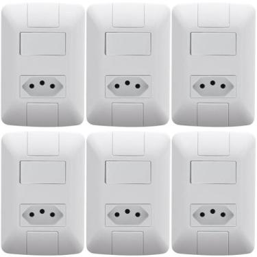 Imagem de Kit 6 Conjunto Interruptor Paralelo + Tomada 20a Tramontina