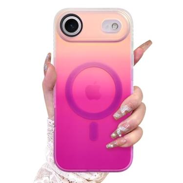 Imagem de AIGOMARA Capa magnética para iPhone Air, compatível com Magsafe, capa iridescente fluorescente para mulheres e meninas, capa protetora fosca translúcida à prova de choque 6,5 polegadas 2025, rosa roxo