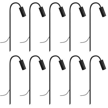 Imagem de Kit 10 Balizadores Luminária Chão Espeto Jardim Preto 50Cm
