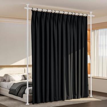 Imagem de Divisor de quarto grande (71 a 177 cm) varões de cortina largos sem perfuração, divisor de parede de 10 a 3 m, suporte ajustável para divisória de quarto, separador de painel de privacidade temporário