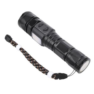 Imagem de Luqeeg Lanterna brilhante, luz de flash recarregável, luz branca amarela, display digital, base magnética, à prova de água, lanternas portáteis potentes para emergência doméstica ao ar livre