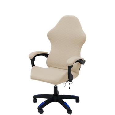 Imagem de Conjunto de capa de cadeira de jogos com capas de apoio de braço, capa elástica de jacquard, 1 capa de ajuste de forma e capas de braços de cadeira incluídas (sem cadeira (bege)