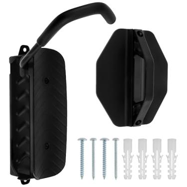 Imagem de HSHGZSR Suporte de parede de garagem, gancho vertical para bicicleta, suporte vertical para pendurar, suporte de bicicleta de parede resistente com economia de espaço com bandeja de pneu, suporte de