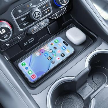 Imagem de EDBETOS Bandeja organizadora de console central para GMC Yukon e Chevy Tahoe Suburban 2021-2023 2024, compartimento oculto secreto, atualização de 2 camadas (não serve para Yukon Denali/Ultimate)