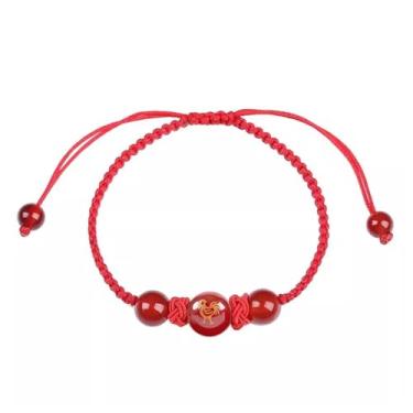 Imagem de Lerodite Pulseira chinesa de boa sorte, pulseira de ágata de corda vermelha ajustável traz saúde, riqueza e sorte para mulheres e homens (caixa de presente), One Size, Cordão vermelho, Sem Pedra