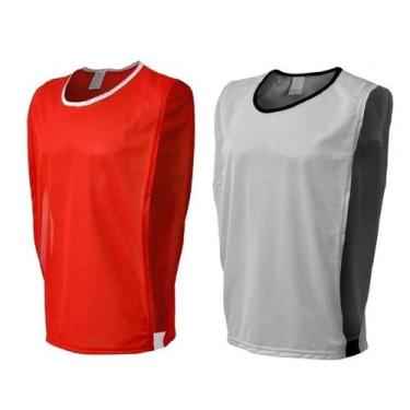 Imagem de 10 Coletes de Treino Divididos em Duas Cores (5 Vermelho + 5 Cinza) - 