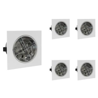 Imagem de 5 Luminária Embutir Compacta E27 Com Aleta Para 2 Lâmpada - PEDLED