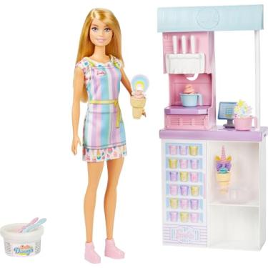 Imagem de Barbie, Conjunto de Brinquedo Sorveteria com 1 Boneca e Acessórios como Casquinhas, Coberturas e Caixa Registradora, Para meninas acima de 4 anos