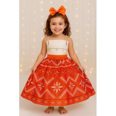 Imagem de Vestido Infantil Temático Moana Luxo Festa - Confortável e Elegante - 