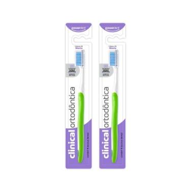 Imagem de Kit 2 Escovas Ortodônticas PowerDent  Escova de Dentes para Aparelho, 