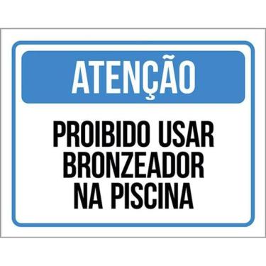 Imagem de Kit 3 Placas Atenção Proibido Usar Bronzeador Na Piscina