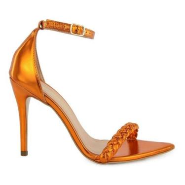 Imagem de Sandália VL Metalizada Bico Folha Salto Fino 10cm - Vitória Lugo, Lara