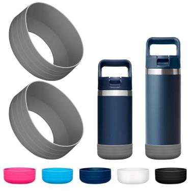 Imagem de Bluwing Bota de silicone com 2 peças para garrafa YETI Rambler Jr 350 ml e 18 ml, capa protetora de silicone para copo Owala de 340 g e garrafa Yeti Rambler (cinza, 2 peças)