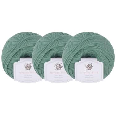Imagem de NICEEC 3 novelos de fio de lã merino macio - macio e quente, peso dos dedos, fio de lã para crochê e tricô, total de 150 g/606 jardas - verde claro