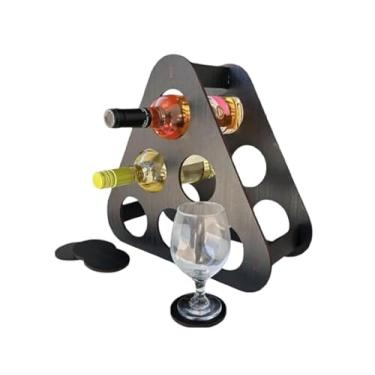 Imagem de Adega de Mesa em MDF Estilo Colmeia para 6 Garrafas de Vinho – Suporte Decorativo, Porta-Vinho Compacto, Organizador Moderno para Bancadas, Salas, Cozinhas ou Espaços Gourmet