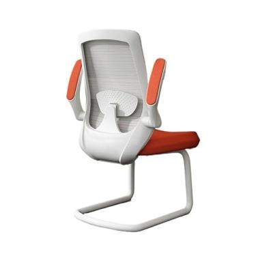 Imagem de hezhuhe2258 Cadeira de escritório executiva cadeira de escritório cadeira de recepção lateral de malha com apoios de braço ajustáveis e base de trenó de metal ajustável (laranja)