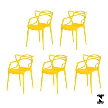 Imagem de Kit 5 Cadeiras Allegra Amarela Sala Cozinha Jantar
