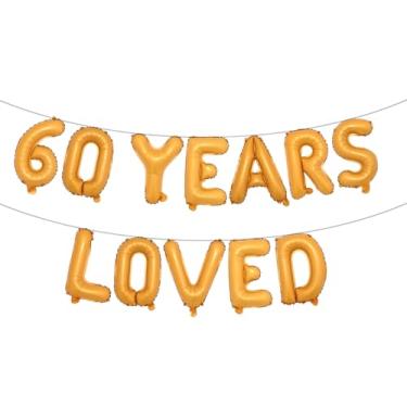 Imagem de Faixa de balão amada por 60 anos, guirlandas de glitter multicoloridas para artigos de decoração de festa de aniversário de 60 anos/aniversário de casamento (60 anos amado laranja)