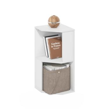 Imagem de Furinno ECON Estante de canto para livros, prateleira de canto de 2 camadas, estante, prateleira de livros, 30 x 30 x 63 cm, para escritório em casa, sala de estar, branco liso