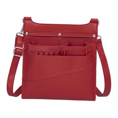 Imagem de predolo Bolsa para tesouras de cabeleireiro, pente, bolsa para armazenamento, uso doméstico, viagem, estojo profissional para tesouras de salão de, Vermelho