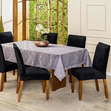 Imagem de Kit 4 Capas de Cadeira Jantar Lisa Splendore Ajustável com Elástico Te