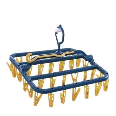 Imagem de Varal Dobravel Roupa Intima, 32 Prendedores, Adequado para Calcinhas, Sutiãs, Biquínis e Meias, 32cm X 18cm(Azul Amarelo,Kit 1)