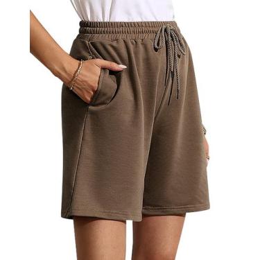 Imagem de Shorts femininos Quenteen Plus Size Wide Leg Taupe XXL