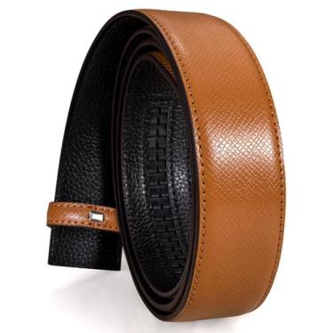 Imagem de Belt Buckle Barry.Wang Ratchet para homens em couro genuíno de 3,5 cm