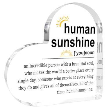 Imagem de Presente motivacional de luz do sol humana para mulheres e homens, apreciação do funcionário, colega de trabalho, professor, treinador, mentor, definição em forma de coração, placa de mesa de acrílico