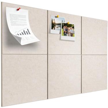 Imagem de Quadro de avisos grande de feltro, 91 cm x 61 cm, quadro de cortiça alternativo, pacote com 6, quadro de avisos de parede de feltro com 40 abas adesivas removíveis seguras, placas de pinos para sala