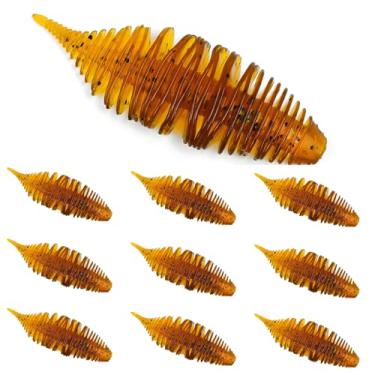 Imagem de 10 iscas de isca de natação macia, kit de iscas de pesca de plástico macio, iscas de natação com 5 cores, cauda de agulha pequena rosqueada para truta, tipo de peixe, robalo, vermelho e água doce