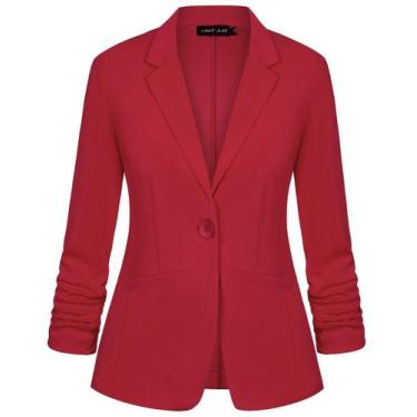 Imagem de Blazer feminino MINTLIMIT, manga 3/4, elástico, vermelho