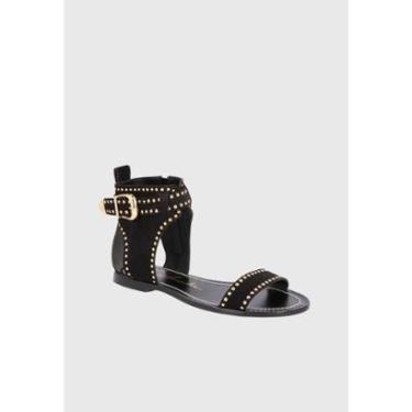 Imagem de Rasteira Camurça Com Aplicações Preta Luiza Barcelos-Feminino