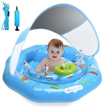 Imagem de Bóia de piscina para bebês GEEQUFLOAT com dossel UPF50+ de 6 a 36 mese